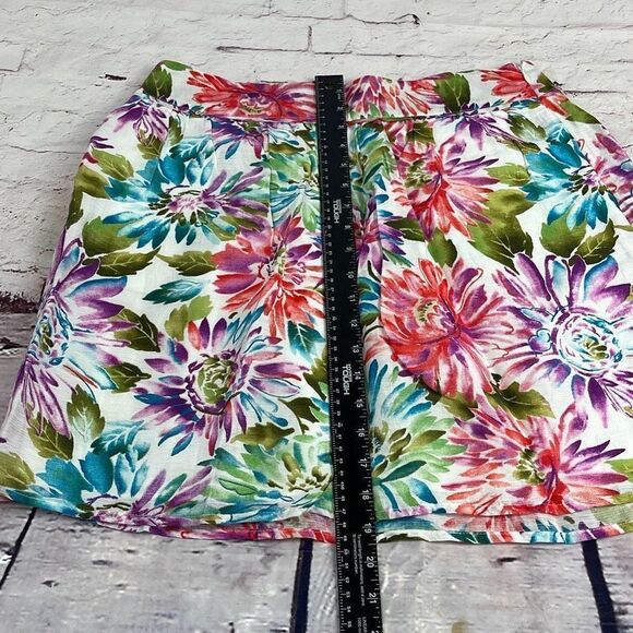 Ann Taylor LOFT Skirt Womens 8 Floral Lined A-Line Mini Zip Pleated Multicolor - Picture 7 of 10
